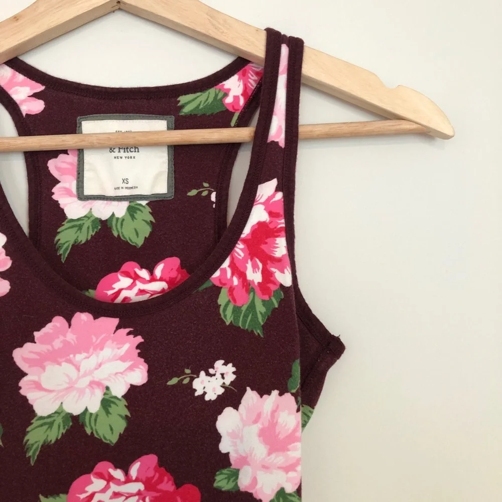 Abercrombie & Fitch Burgundy Floral Racerback Tank - Picture 3 of 6